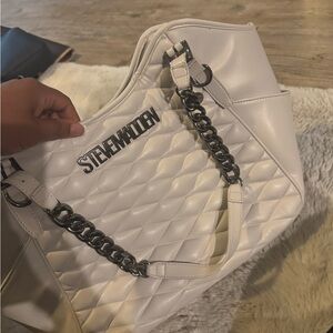 Steve Madden White Quilted Shoulder Bag